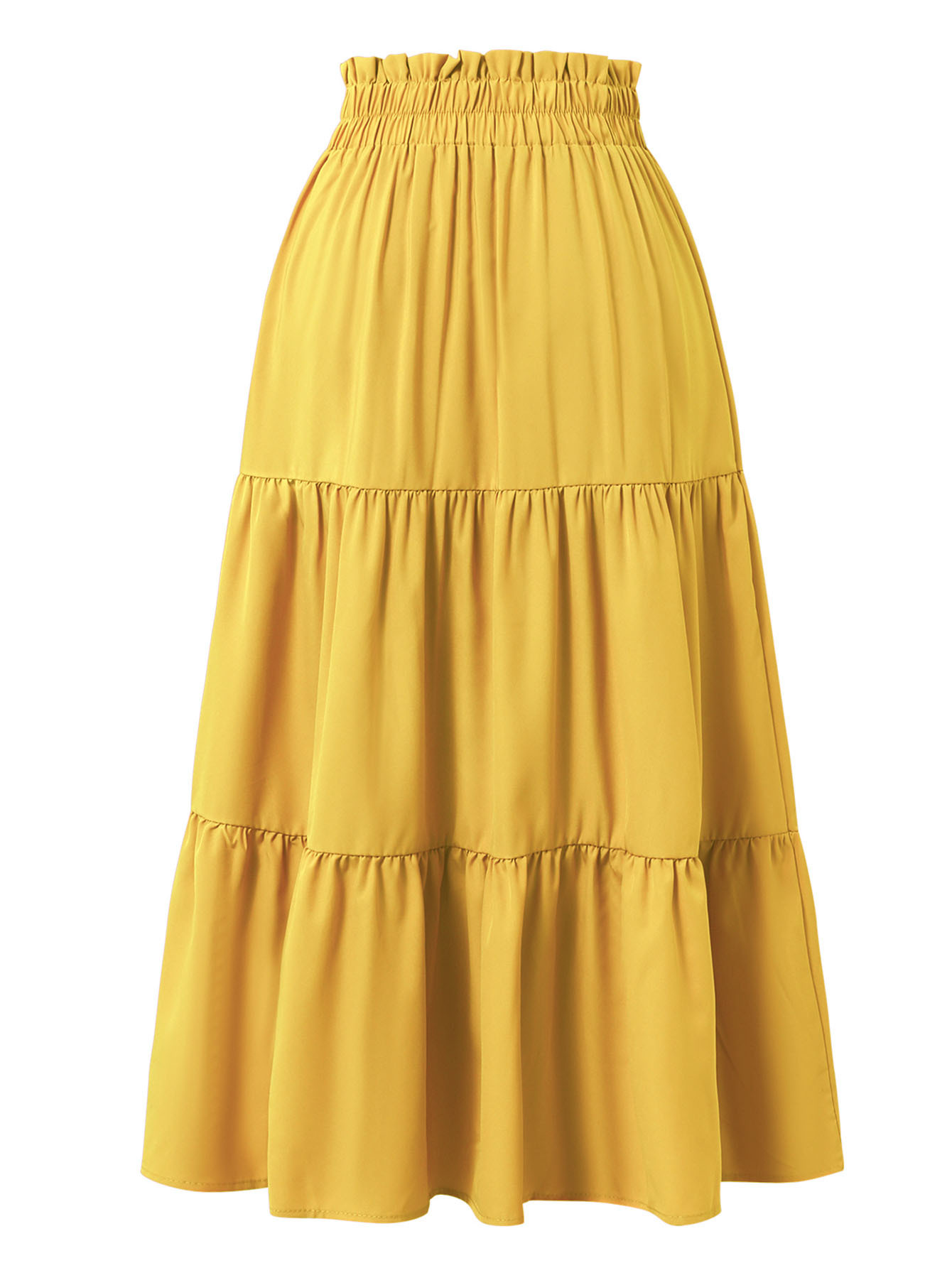 Gonna a trapezio donna gonna a pieghe svasata modello cake midi_voghion.com