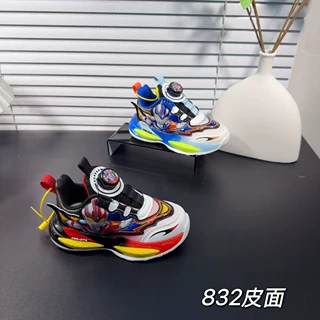 2026秋季新款皮面旋转纽扣品牌儿童鞋批发带灯小男孩童运动鞋