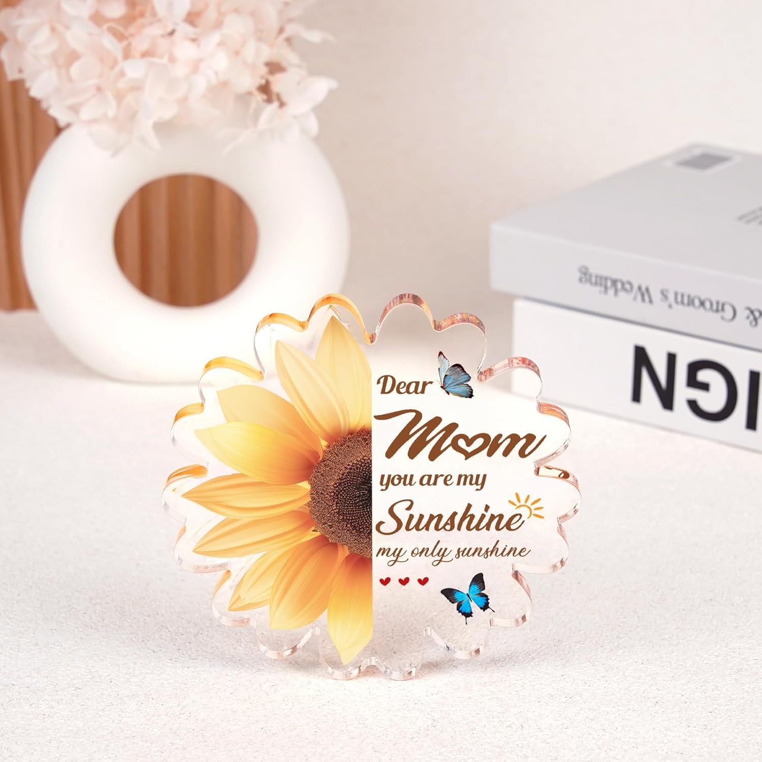 跨境新品热卖向日葵形状透明亚克力送妈妈的节日礼物桌面装饰摆件