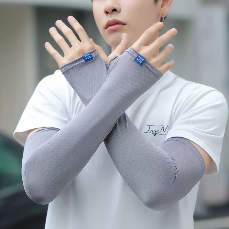 Новые клетчатые мужские солнцезащитные рукава, женские перчатки с защитой от ультрафиолета, ледяные шелковые перчатки, солнцезащитный козырек, ледяные рукава, оптовая фабрика