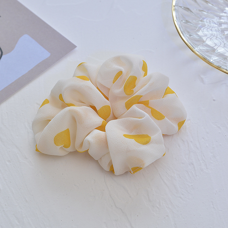 Encaje de flor coreana Encaje de intestino grueso Anillo de cabello femenino Cabeza de flor de viento pastoral Cuerda de cabeza de bola de gran tamaño Accesorios para el cabello de alta calidad