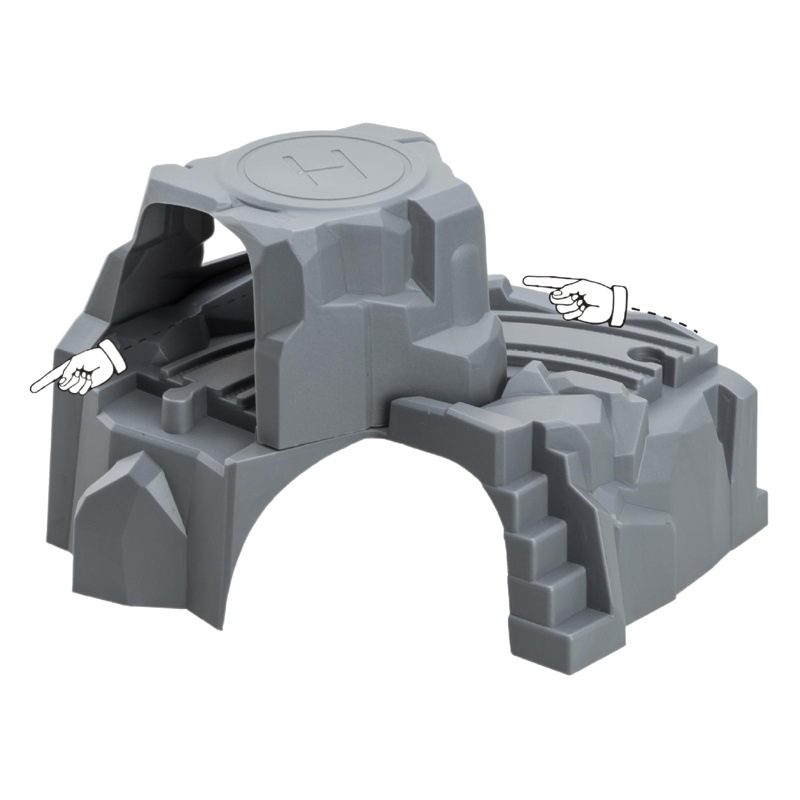 Acumulación de tren de madera para Niños Accesorios de pista de madera simulación túnel cueva doble capa juguete rico escena Accesorios