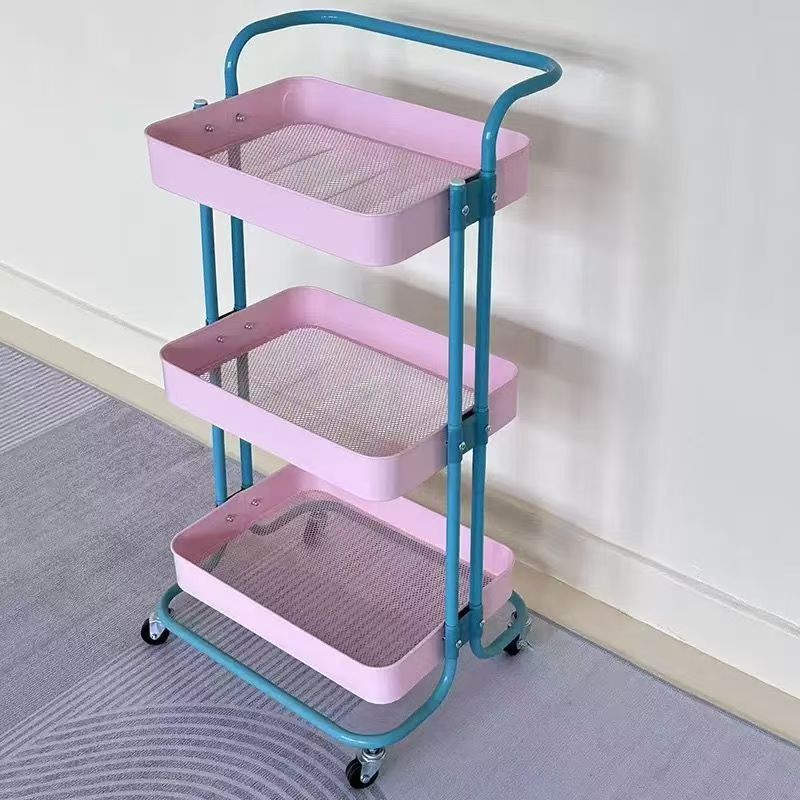 カラーブロックトロリー収納ラック多層アームレスト収納ラックキッチン寮スナック収納ラック卸売家庭用トロリー|undefined