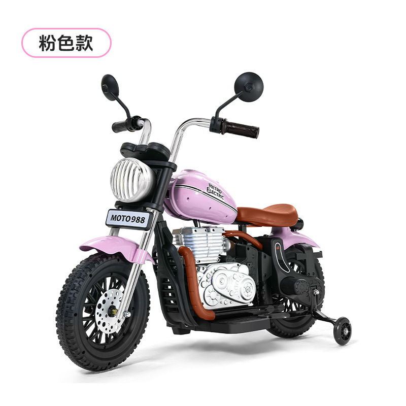 子供用電気自動車、オートバイ、ベビー二輪オフロード車、男性と女性の子供用レトロハーレーおもちゃの車、大人も座ることができます|undefined