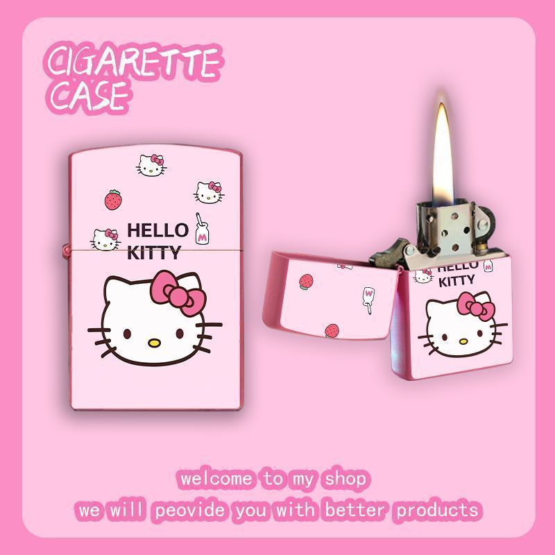 【多平台代发】新款可爱卡通hellokitty煤油打火机高颜值防风网红|undefined