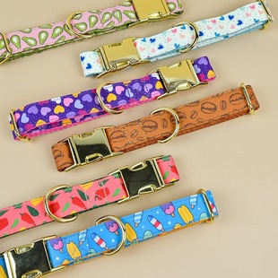 Mug cross-border new spring and summer heavy industry cute pet collar double-sided printing pet cat dog collar support generation hair