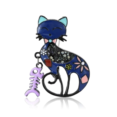 Yaxa sancaqları – Cartoon Alloy Enamel Fishbone Cat