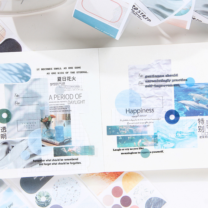 Monólogo visual y papel cinta adhesiva pegatinas rollo diy diario decoración material base pegatinas retro paisajismo pegatinas