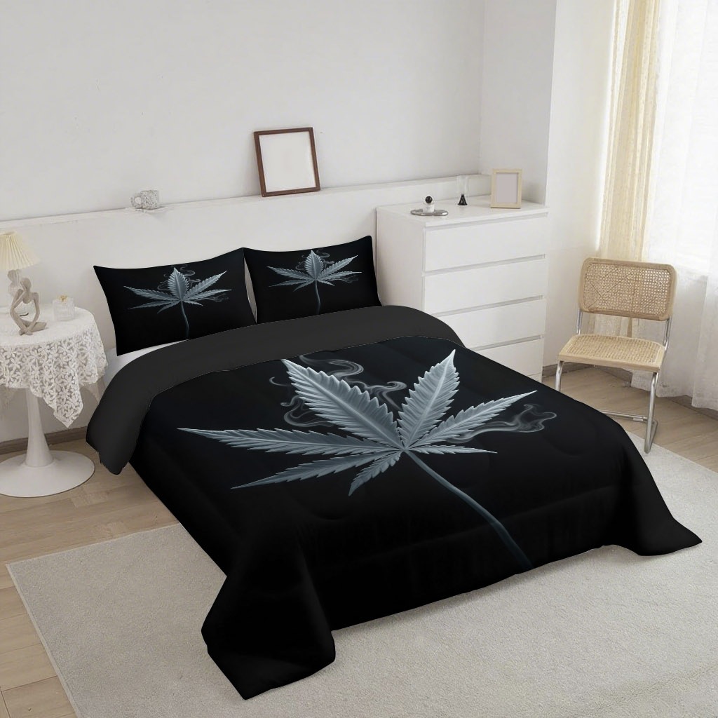 TEMU / JIT nuevo producto impresión digital 3D hojas de arce multicolor 180gms colcha colcha colchón conjunto de ropa de cama