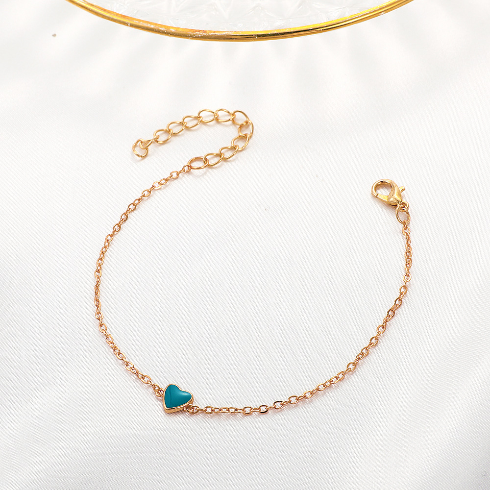 Korean Style Normcore Dripping Oil Heart Bracelet Internet Celebrity Minimalist Special-Interest Des