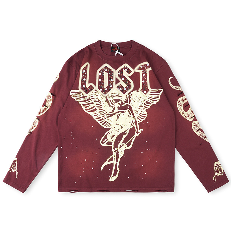 外国貿易卸売 LOST INTRICACY メンズとレディースの純綿長袖 T シャツヨーロッパとアメリカのトレンド|undefined