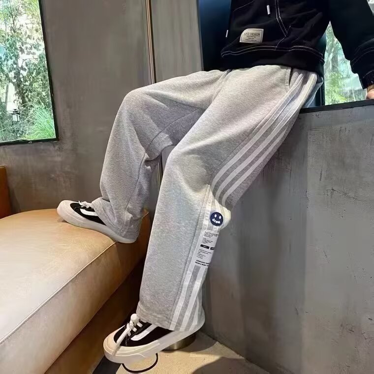 男の子パンツ 2025 新しい中型および大型子供男の子春と秋のカジュアルスウェットパンツ韓国スタイルのファッショナブルで多用途なストレートパンツ|undefined