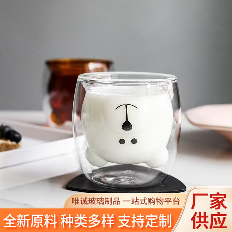 Ready supply creative cartoon double-layer high borosilicate glass…