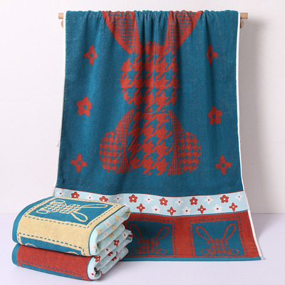 浴巾 純棉批發 家用色織提花70*140CM加厚吸水大浴巾全棉批發