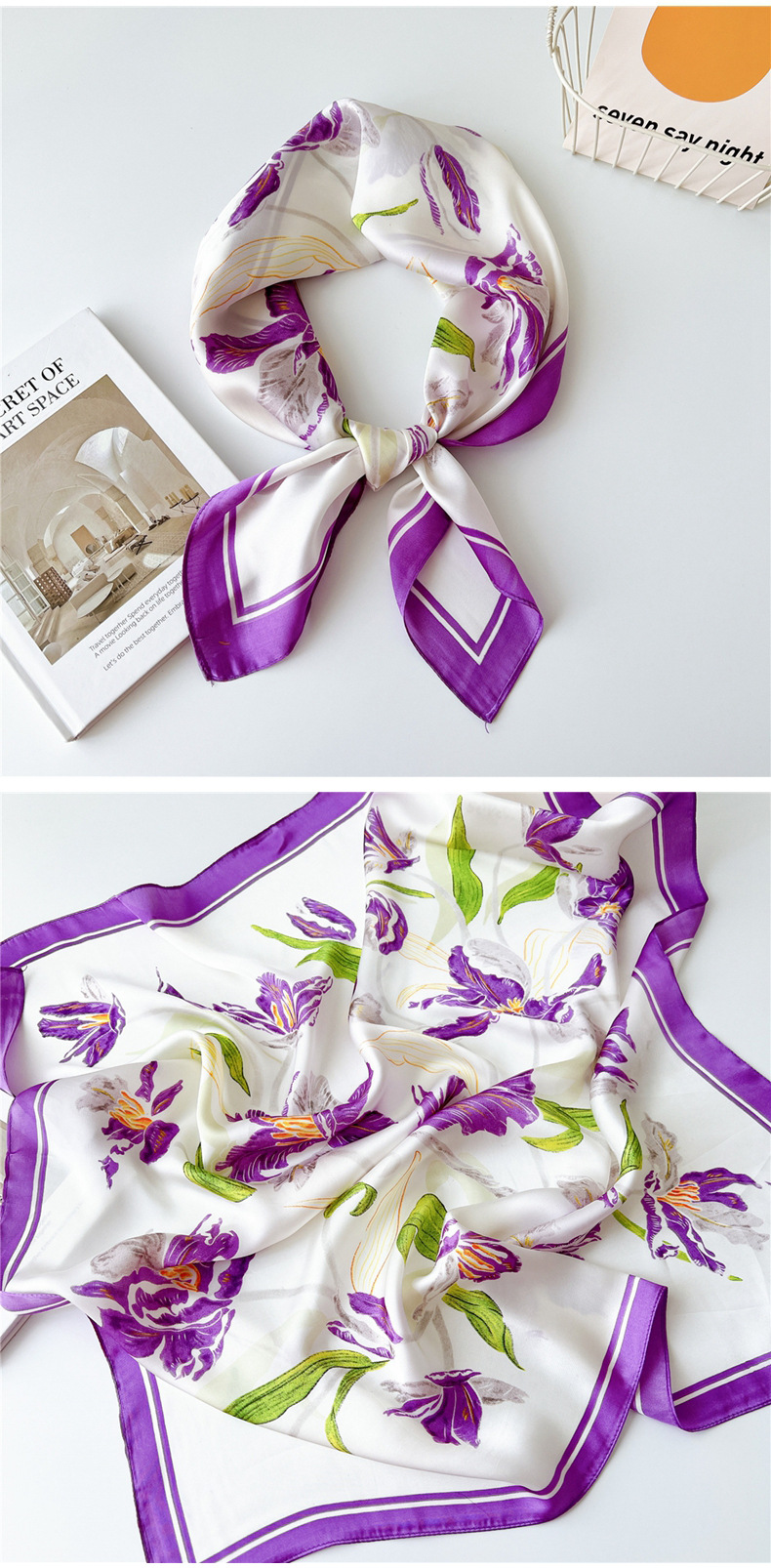 40g Weight Silk Scarf Classification Outdoor, Travel Occasion Polyester Material Printing Pattern Spring&Summer Season Women's Gender Printing Design Elegant Style Women's Elegant Printing Polyester Printing Silk Scarf 12