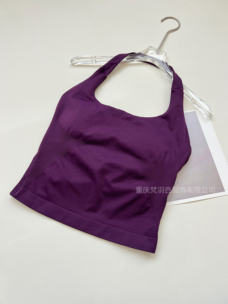 Transfronteriza versión de la patria DF cuello cuadrado chaleco de cuello colgante de tres capas con almohadilla de pecho alta elástica hermosa espalda ajustada sin costuras ropa de yoga de fitness