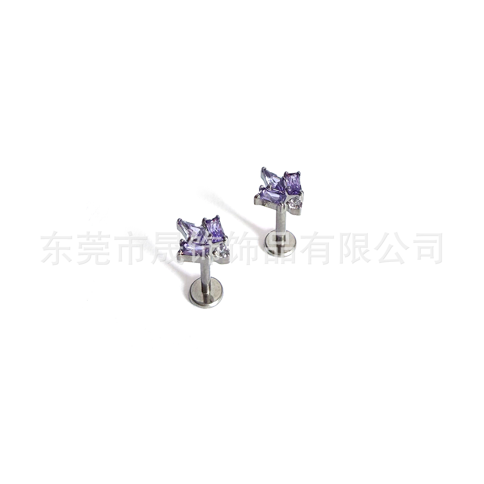 F136 Titanium Alloy Ear Stud 火炬 Studded 5A Cubic Zirconia Helix Cartilage Stud Internal Thread Labret Stud Piercing Jewelry 头