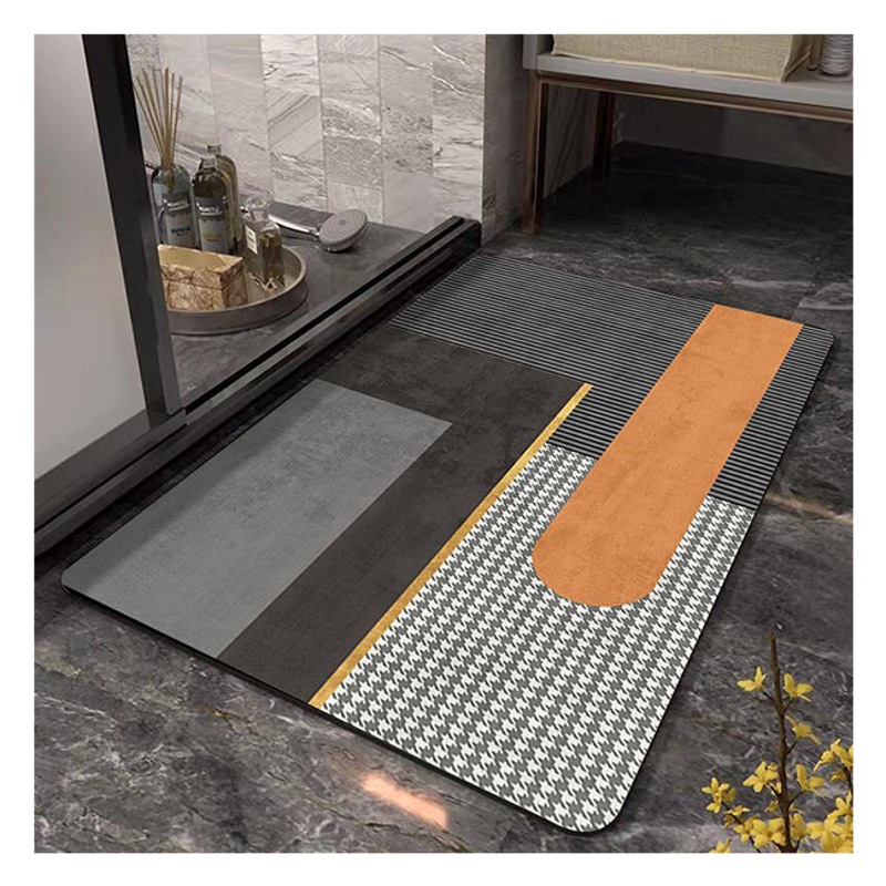 Estera de puerta de entrada de estilo de lujo ligero Puerta de baño absorbente fácil de secar alfombra de piso hogar antideslizante alfombra de piso de barro de diatomeas se puede enviar en nombre