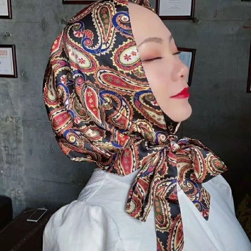 Spring and summer new muslim turban hat gauze imitation satin ribbon sunscreen hat live broadcast popular headband