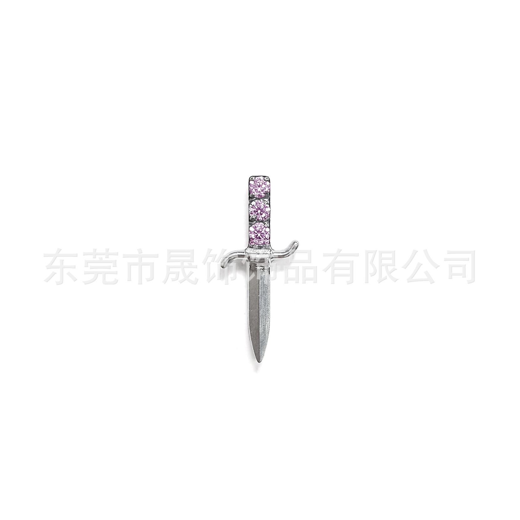 F136钛合金十字宝剑耳钉镶5A锆石耳骨钉G23钛内螺纹穿刺饰品配件