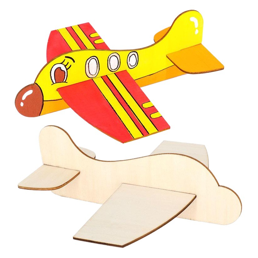 En blanco de madera patchwork aviones kindergarten pintura graffiti material educativo DIY juguete blanco en blanco modelo