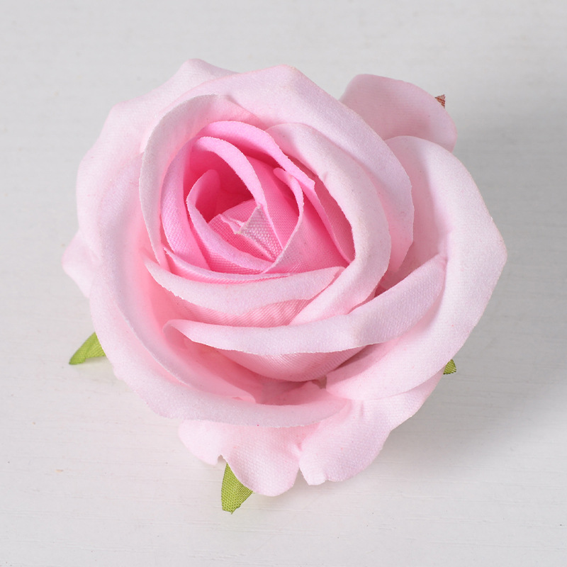 Simulación pequeña franela Rosa flor cabeza boda Boda boda coche escena Hotel diseño flor pared Arco seda Flor al por mayor