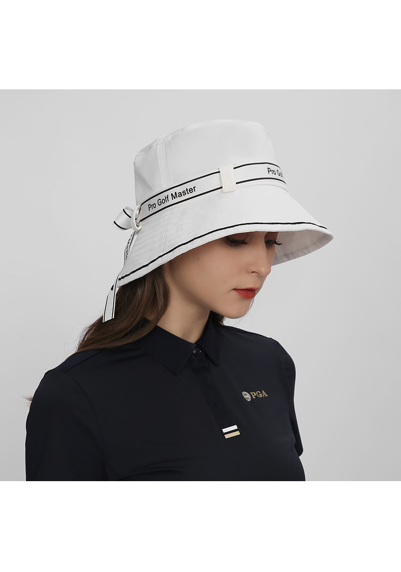 Mũ golf nữ thắt nơ kiểu ngư dân, vành rộng 7 cm, chống nắng, thoáng khí — MZ056-Màu đen, MZ056-màu hồng nhạt, MZ056-màu trắng chi tiết 6