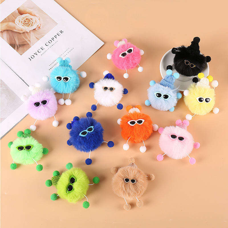 Cross-border cute cartoon imitation rabbit fur elf small coal ball plush ball small doll sachet ornaments accessories accessories