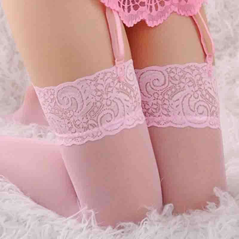 Foreign Trade Women's Sexy Intimates, European and American Sexy Transparent Lace Stockings, Thigh Socks and Garters