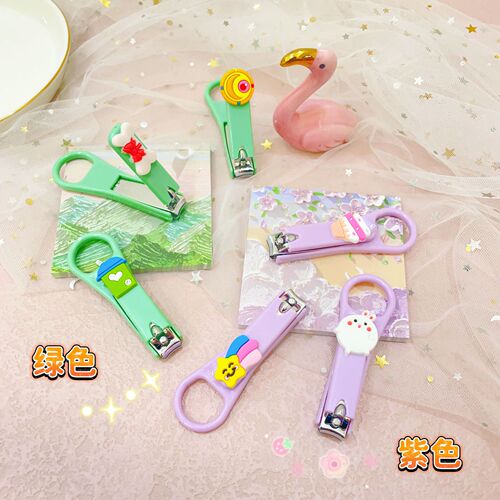 Mini Macaron Color Nail Clippers Creative Cartoon Nail Clippers Student Portable Anti-Splash Manicure Nail Clipper Folding