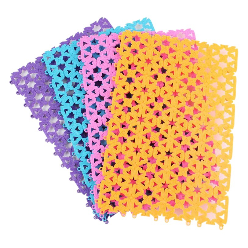 Fábrica de color caramelo patchable cuadrado amor mascota estera de pie de malla antideslizante perro jaula estera placemat gato arena estera