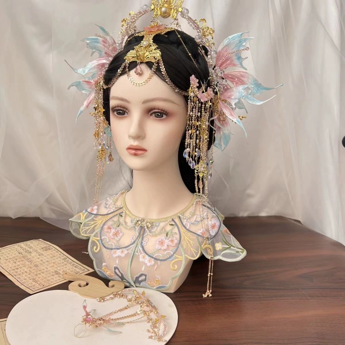 Головной убор династии Хань в древнем стиле, комплект короны для волос русалки, головной убор принцессы с кисточками, набор заколок, аксессуары династии Хань для съемки