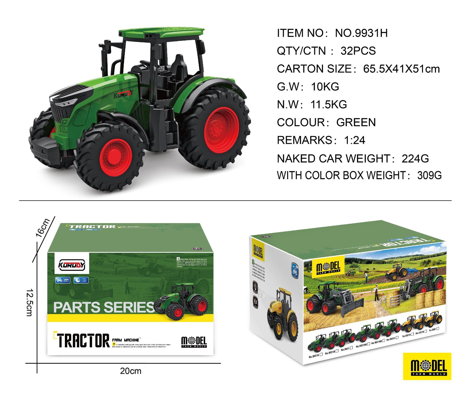 Vehículo de ingeniería de granjero de juguete eléctrico transfronterizo 2,4g control remoto inalámbrico de carga de 6 canales vehículo de carga de tractor grande