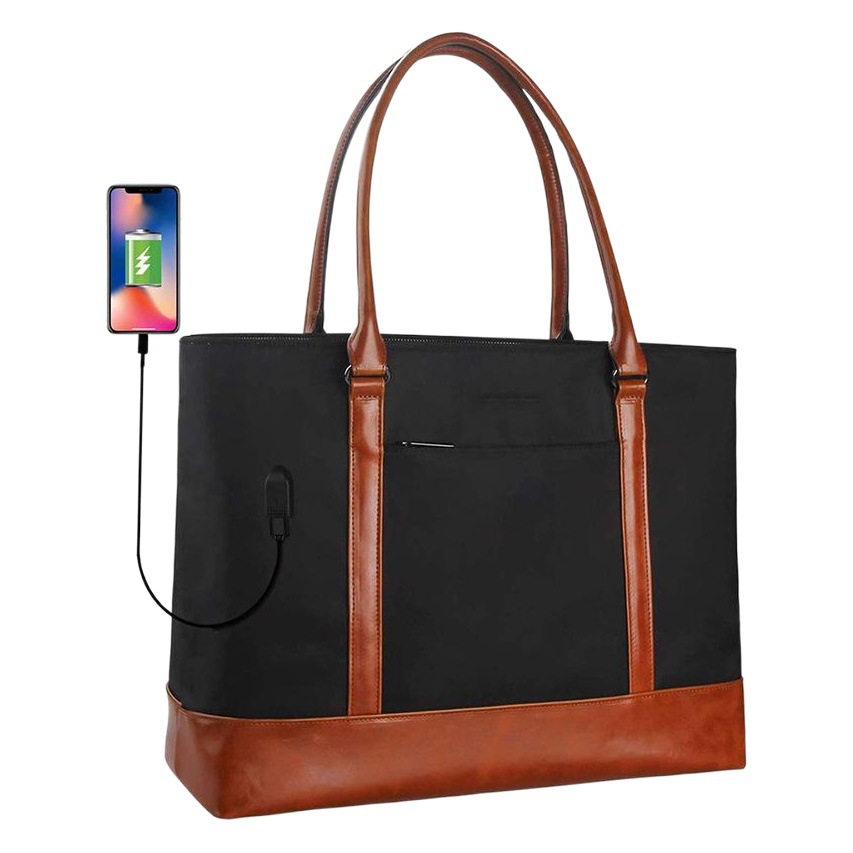 European and American Trendyy Laptop Bag Large Capacity Multifunctional USB Charging Waterproof Document Tote Bag Handbag