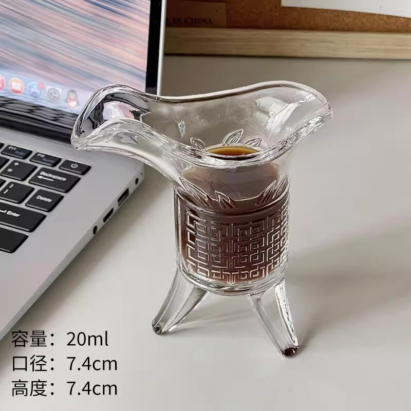 磨砂渐变黑帝王杯创意仿古爵杯复古秦始皇奶茶咖啡杯古代三足杯子|undefined