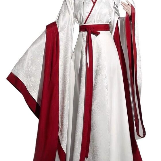 New Warring States Robe Wei Jin Southern and Northern Dynasties Han Clothing Collar Waist-length Straight-fringing Ru Skirt National Style Jacquard Ripped Skirt Suit