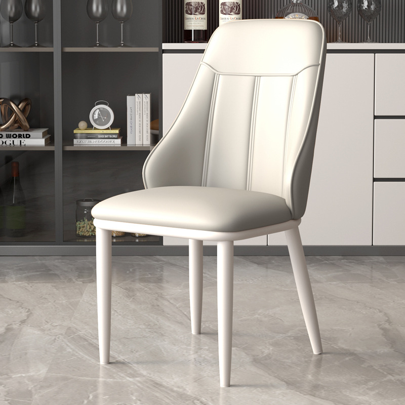 Silla de comedor de lujo ligera silla de cuero de respaldo doméstico italiano silla de comedor moderna silla de comedor en línea silla de comedor con respaldo alto