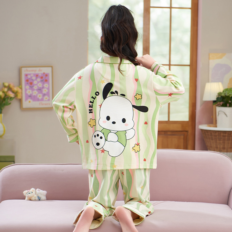 Pijamas de niñas 2025 nueva primavera y otoño algodón de manga larga delgada para niños ropa de casa para niños pequeños set