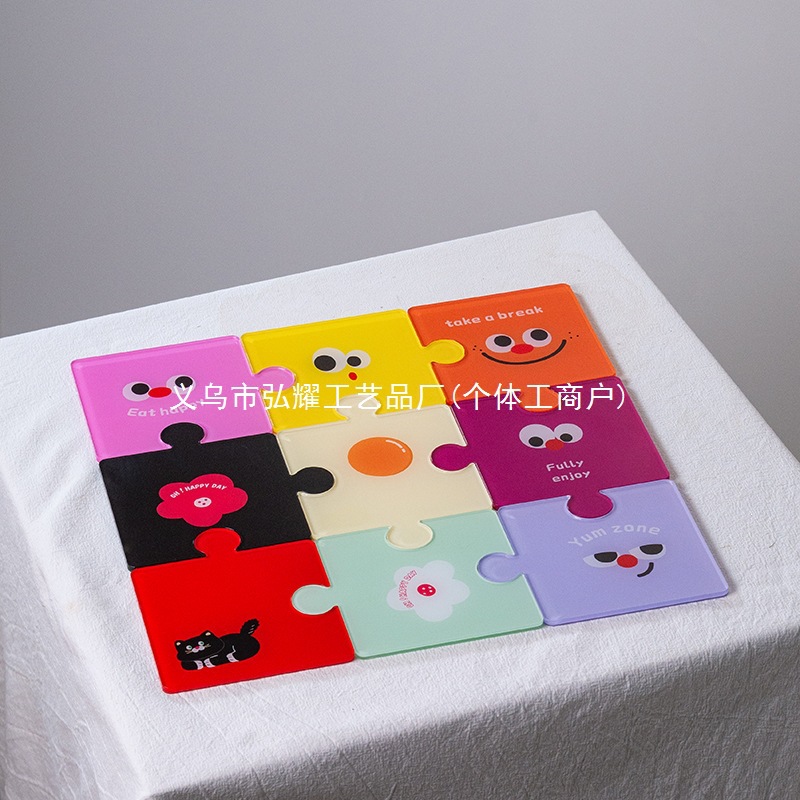 Colgar acrílico puzzle almohadillas DIY decoración de pared cafetería postre decoración taza almohadillas de dopamina color comida