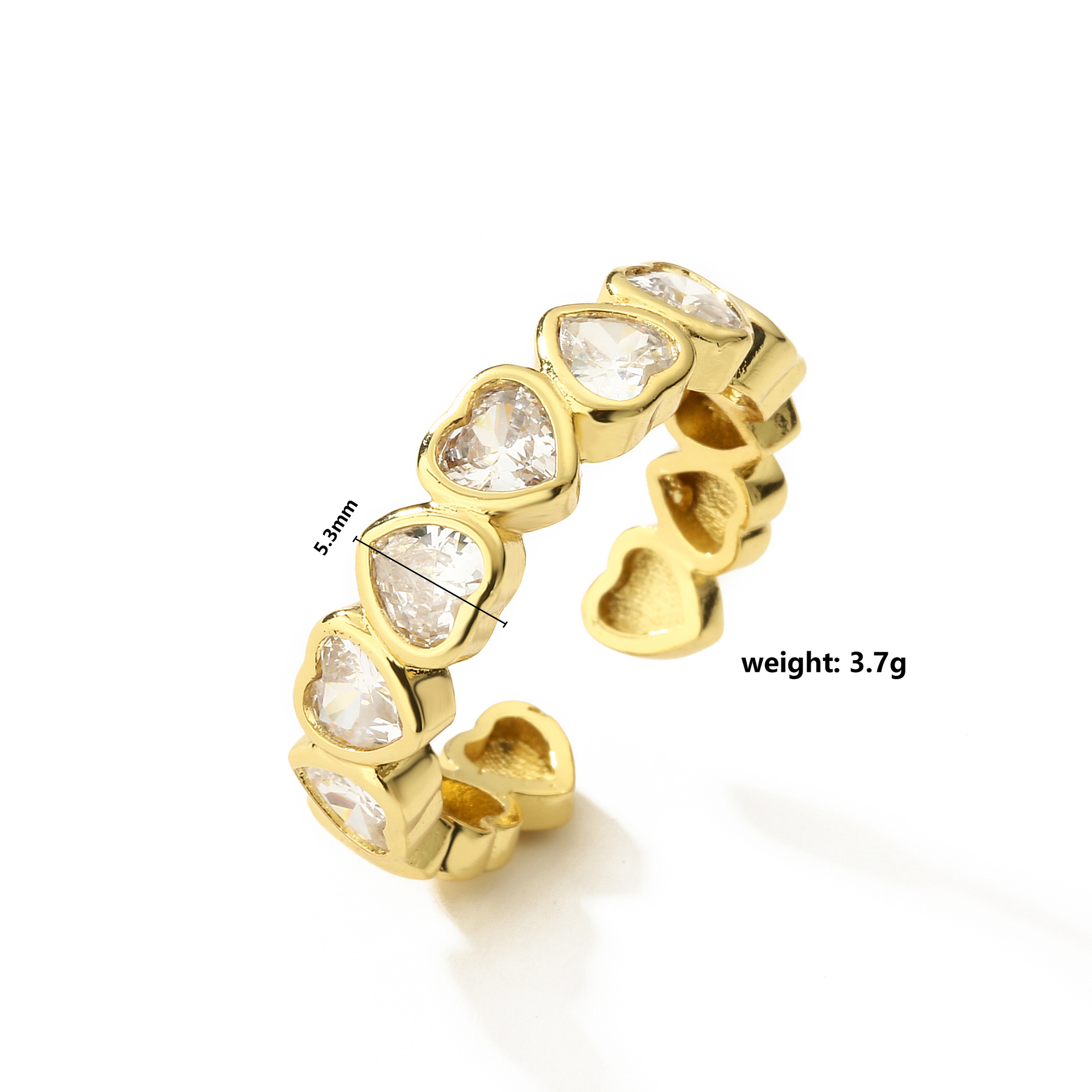 Women'S Gender Simple Style Star Leaves Heart Shape Copper Inlay Zircon Open Ring