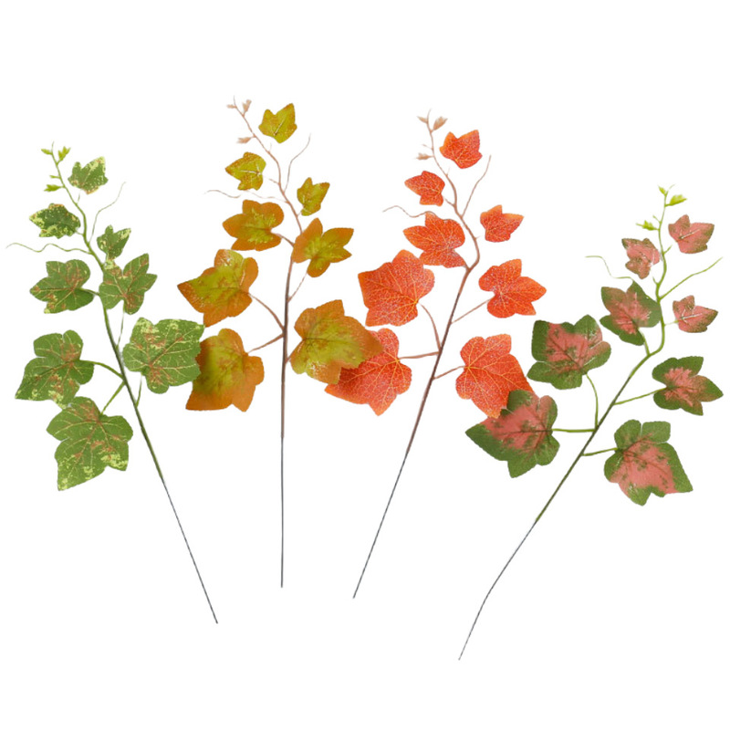 Manufacturer Wholesale Spot Autumn Leaves Artificial Maple Leaves Silk Screen Silk Cloth Simulated Eucalyptus Leaves Rattan Garland Accessories