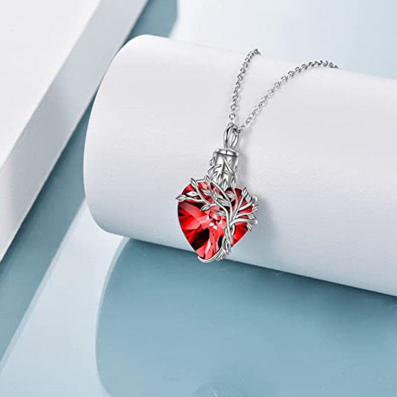 Collar con Urna en Forma de Corazón y Colgante de Piedra Preciosa 4