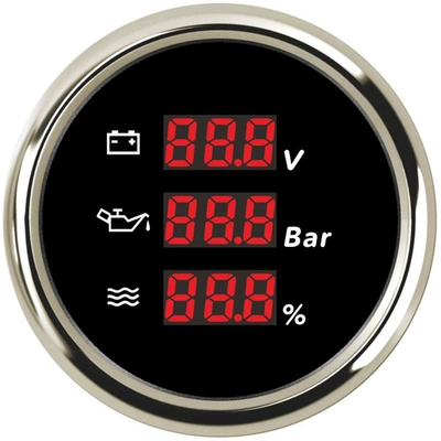 Suitable for Modified Vehicles and Boats, automobile instrument - silver-edge-black-bottom-voltage-oil-pressure-clean-water