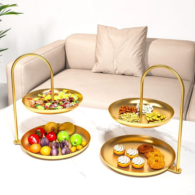 Snack Fruit Disk Light Luxury Live Living Room Coffee Two -layer Double -layer Settime Candy Box High -end Exquisite Picker