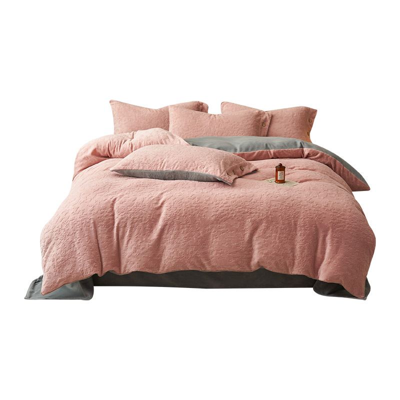 Otoño e invierno engrosado tallado cama de terciopelo de coral flanela colchón sábanas de cama cama de tres piezas