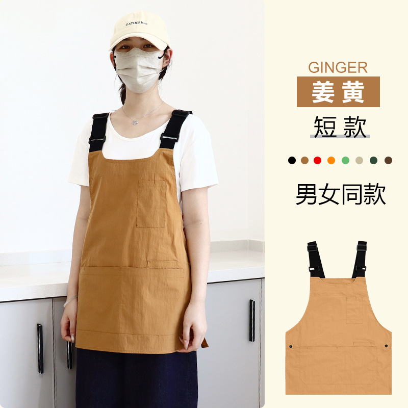 Comercio exterior delantal de lona impermeable logotipo personalizado sala de arte barista ropa de trabajo caballo clip delantal casero chaleco