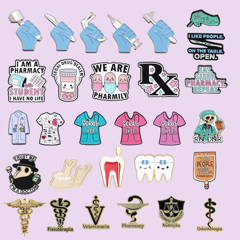 Cross-border new medical series brooch creative personality cartoon dentist doctor nurse tooth suit badge wholesale