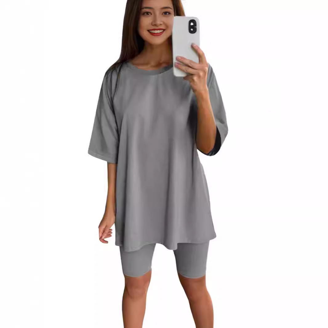 European and American Women's Independent Station Summer T-shirt Top Beach Pants 3D Digital Printing Cross-border Short-sleeved Shorts suit