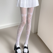 日系洛丽塔白色丝袜女可爱软妹蝴蝶结显瘦lolita打底连裤袜子薄款