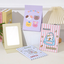 卡通折叠化妆镜铜版纸女士学生居家小台镜少女心高清化妆美妆镜子